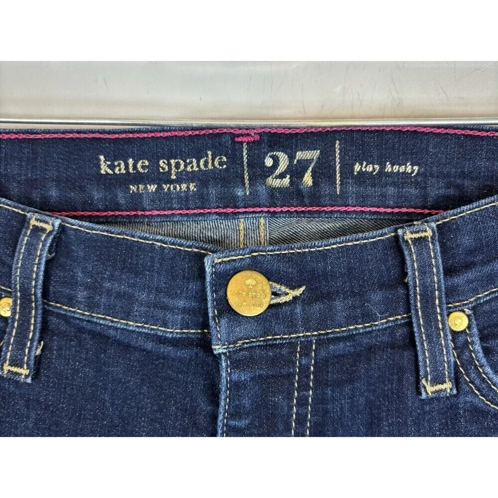 KATE SPADE Broome Street Play Hooky Straight Slim Denim Jeans 27x30 Dark Rinse